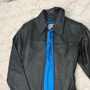 Wilsons Leather Black Jacket with Blue Lining